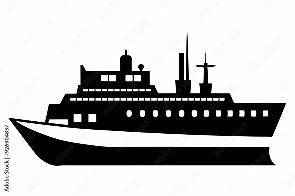 Fototapeta premium sailing ship vector, Yacht motor boat nautical silhouette vector collection 