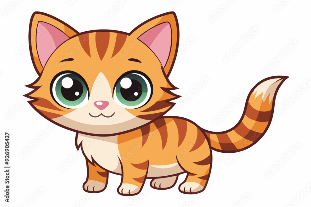 Adorable Cartoon Orange Tabby Cat with Big Green Eyes Adorable Cartoon Orange Tabby Cat with Big Green Eyes