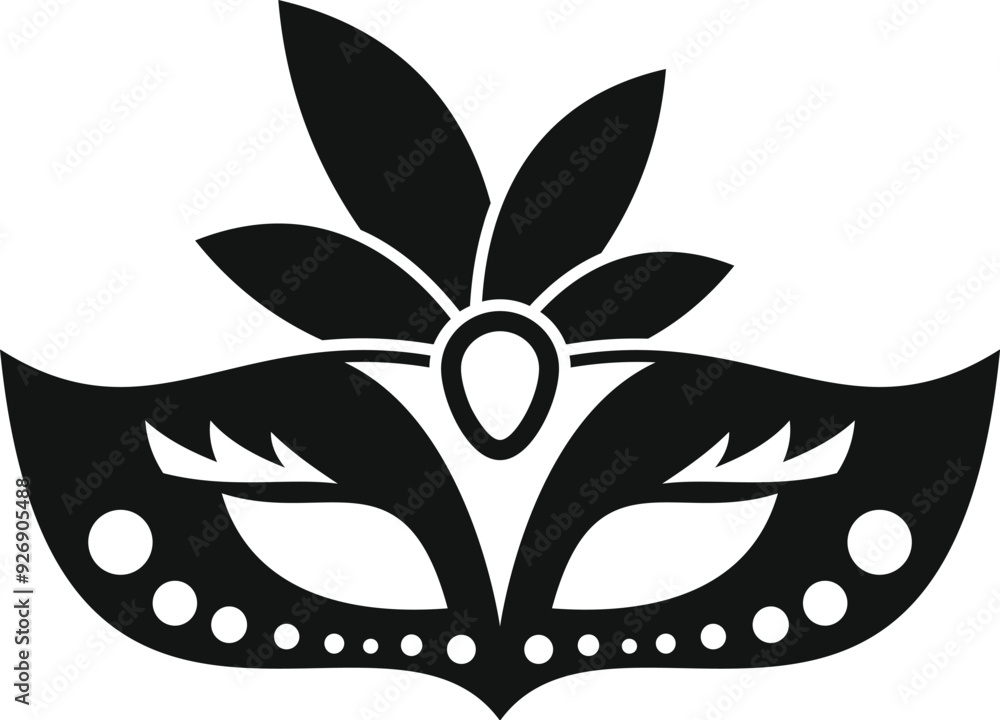 Obraz premium Black mardi gras mask with flower decoration is perfect for celebrating carnival or any other festive occasion