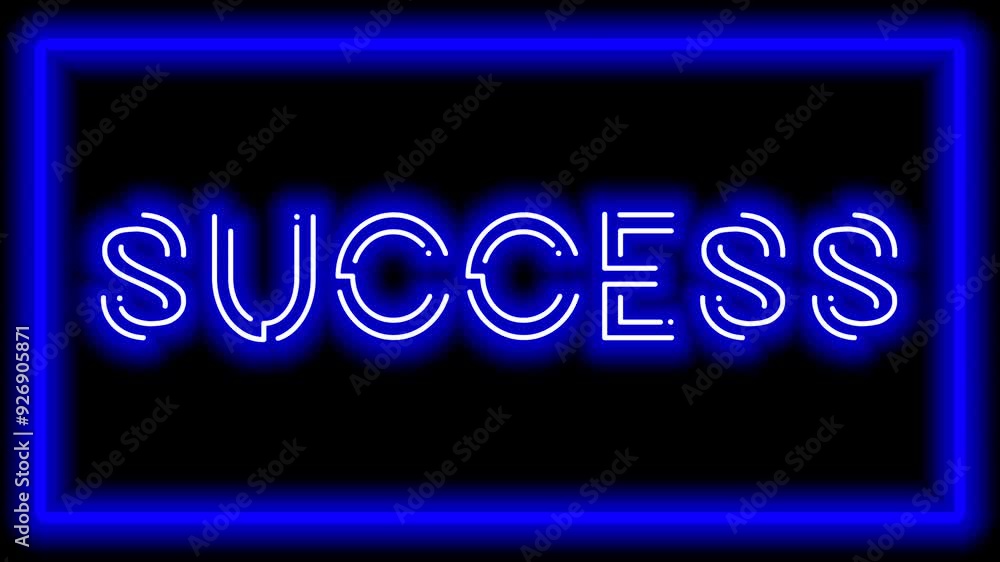 Blue neon animation with SUCCESS and has a flash effect with a blue neon frame with a black background Blue neon animation with SUCCESS and has a flash effect with a blue neon frame with a black background