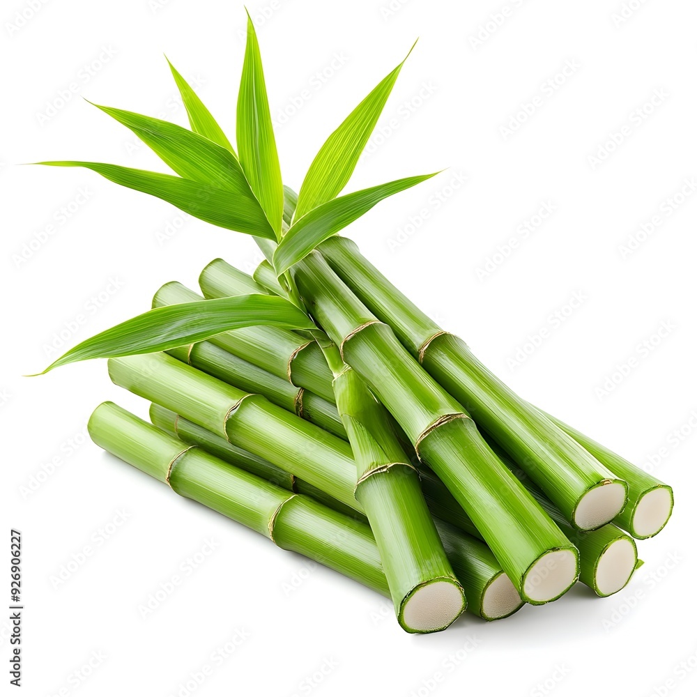 Obraz premium Freshly Harvested Bamboo Shoots on Plain White Background