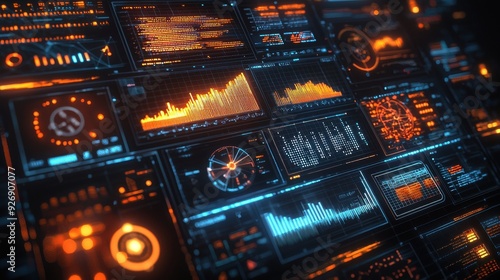 A data analytics and visualization concept featuring a digital dashboard displaying various metrics and insights, the dashboard is being used by business analysts and decision-makers to drive photo