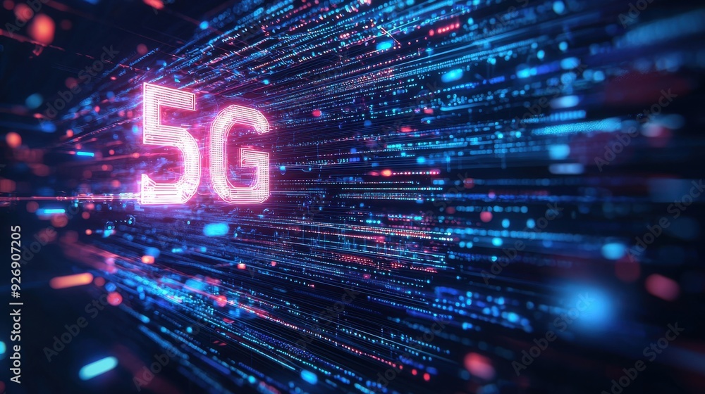A 5G technology and digital communication concept showcasing the speed ...