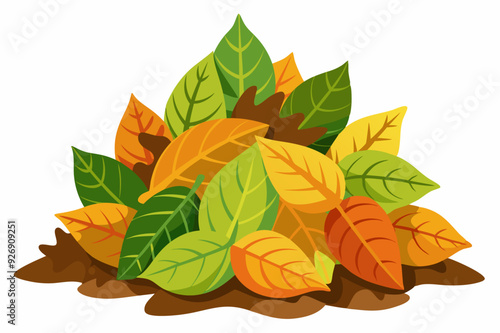 Colorful Autumn Leaves Piled on Ground