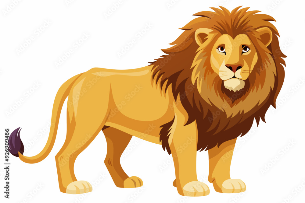 Obraz premium A majestic lion with a full mane, standing on all fours.