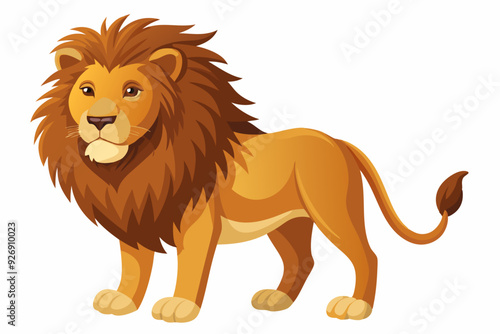 A cartoon illustration of a majestic lion with a flowing mane