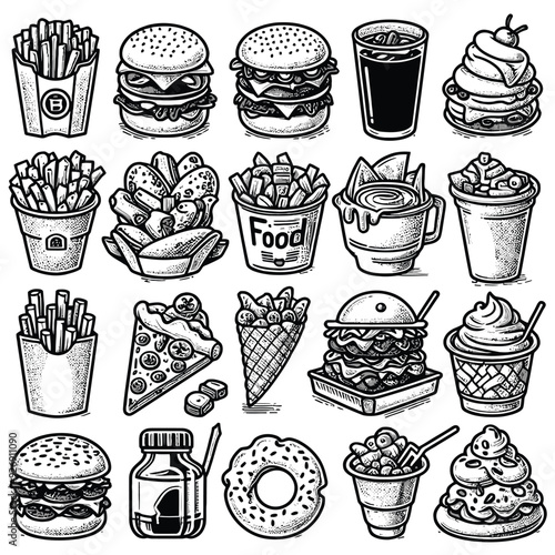 fast food icon set vector