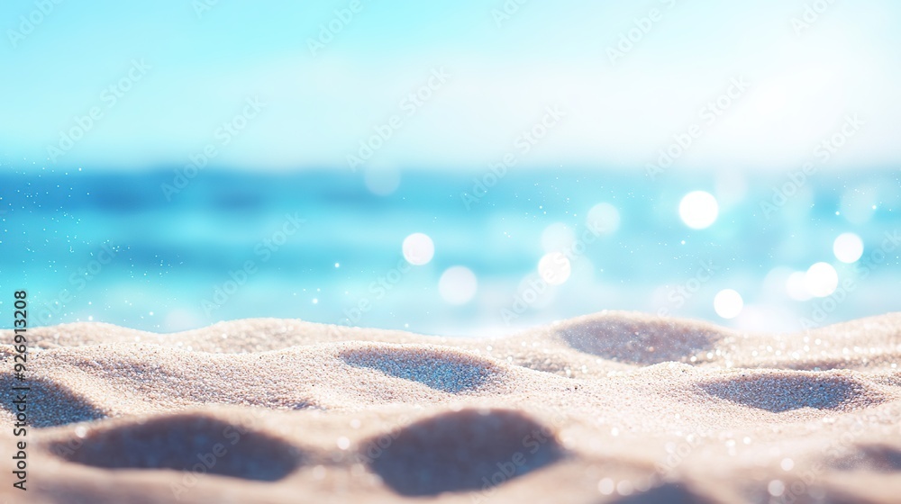 Stunning Summer Beach Scenery with Soft Bokeh, Sandy Shore, and Gentle Waves, Ideal for Vacation and Relaxation Posters, Ads, and Promotional Materials. Stunning Summer Beach Scenery with Soft Bokeh, Sandy Shore, and Gentle Waves, Ideal for Vacation and Relaxation Posters, Ads, and Promotional Materials.