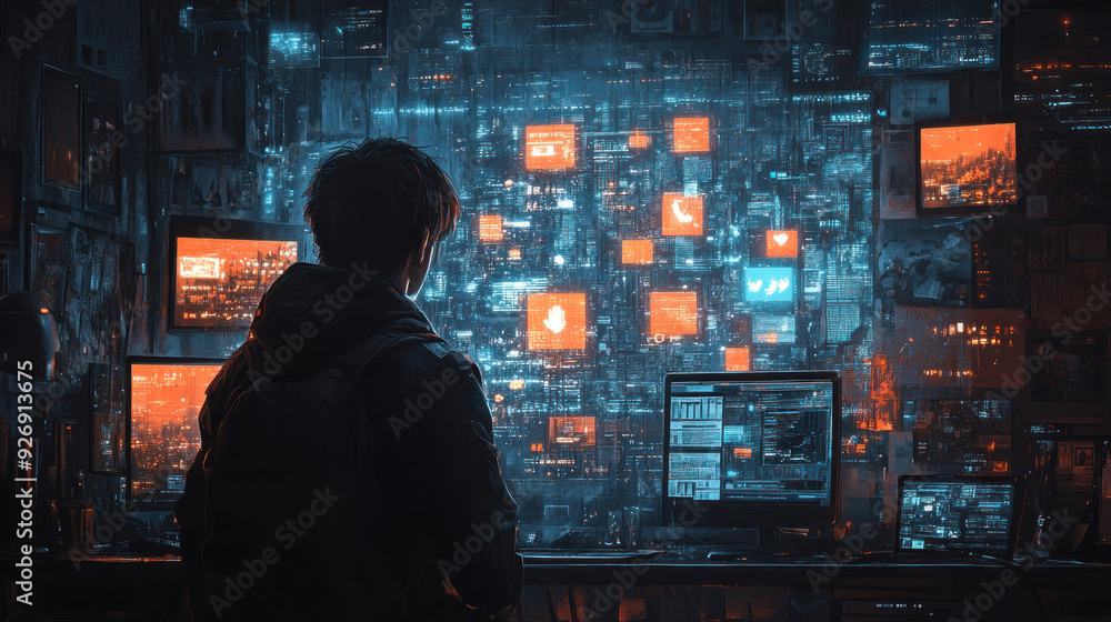 Fototapeta premium Crafting an online identity, this user aligns their social media presence with their personal values.