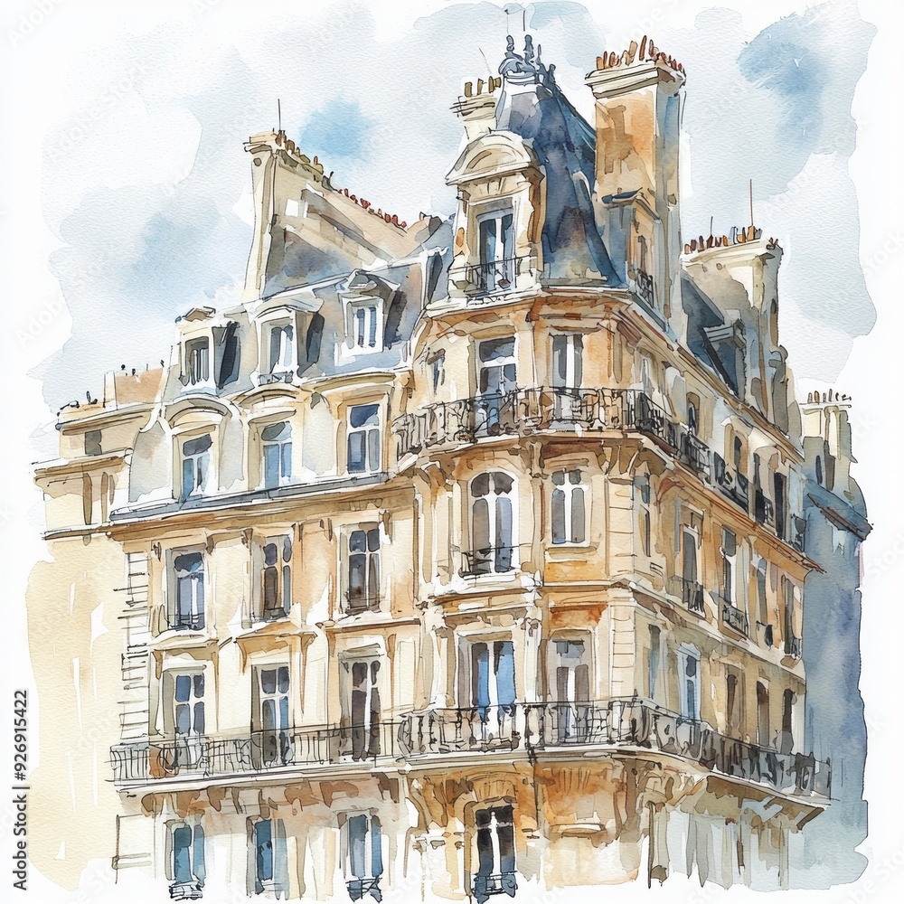 Obraz premium Watercolor Renaissance Architecture: A Vibrant Scene