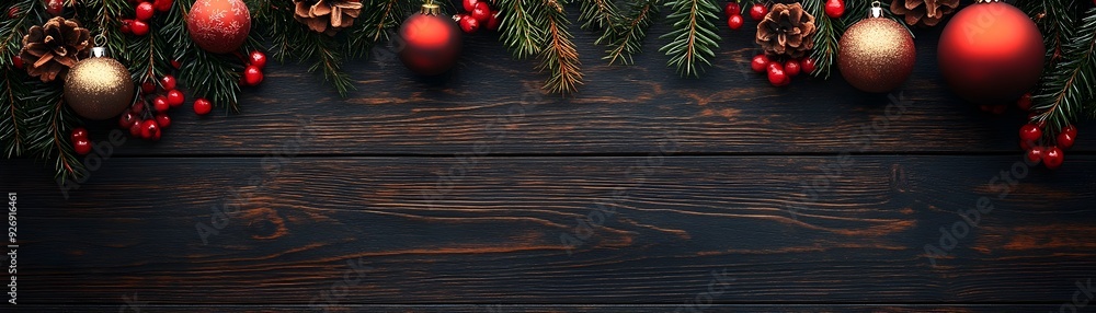 Rustic Cozy Wooden Textured Banner with Festive Holiday Ornaments for Black Friday and Seasonal Rustic Cozy Wooden Textured Banner with Festive Holiday Ornaments for Black Friday and Seasonal