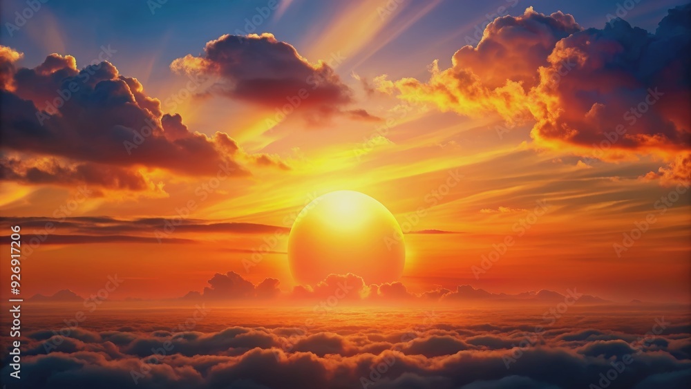 Vibrant abstract sunset with stylized clouds and a large orange sun , sunset, abstract, vibrant, orange, sun, stylized Vibrant abstract sunset with stylized clouds and a large orange sun , sunset, abstract, vibrant, orange, sun, stylized