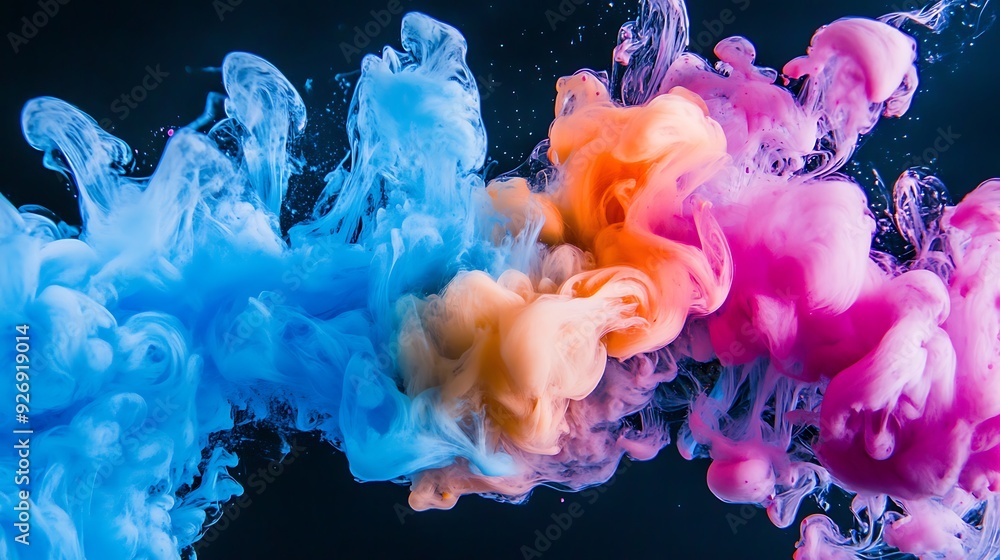 Obraz premium Abstract colorful ink swirling in water.