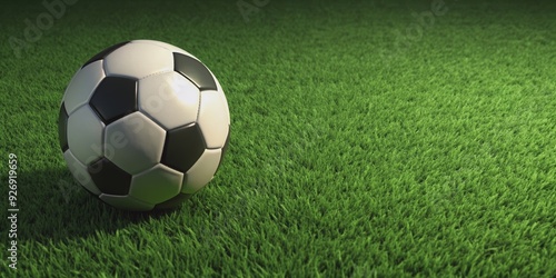 Soccer ball on vibrant green grass field in , soccer, ball, green, grass, field,, sports, vibrant, outdoor, recreation