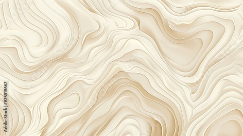 Layered cream and beige abstract topography with wavy lines