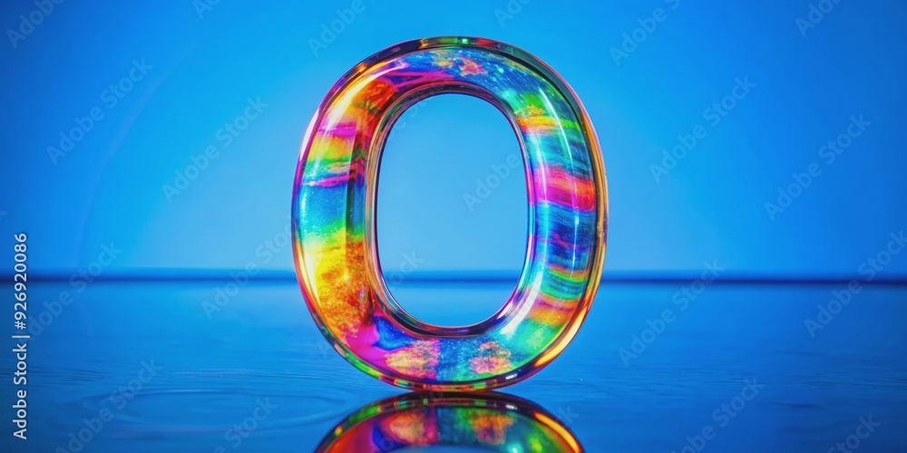 Vibrant number zero with colorful reflections on blue background, vibrant,number, zero, colorful, reflections Vibrant number zero with colorful reflections on blue background, vibrant,number, zero, colorful, reflections