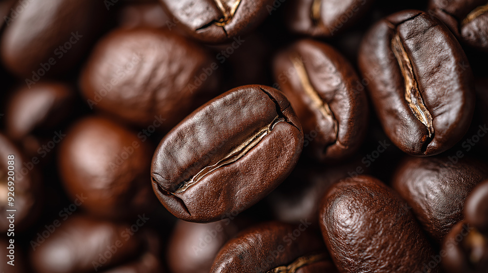 Naklejka premium High resolution image of freshly roasted coffee beans.