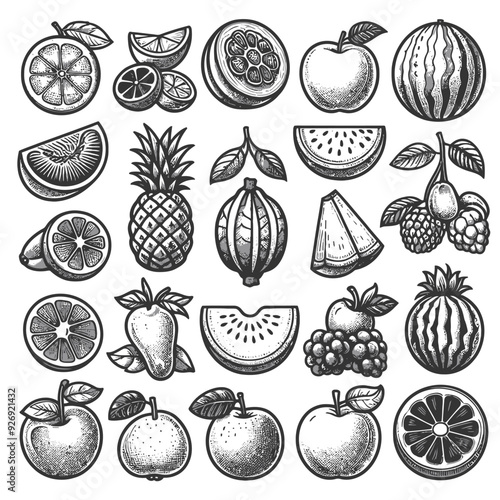 fruits icon set vector