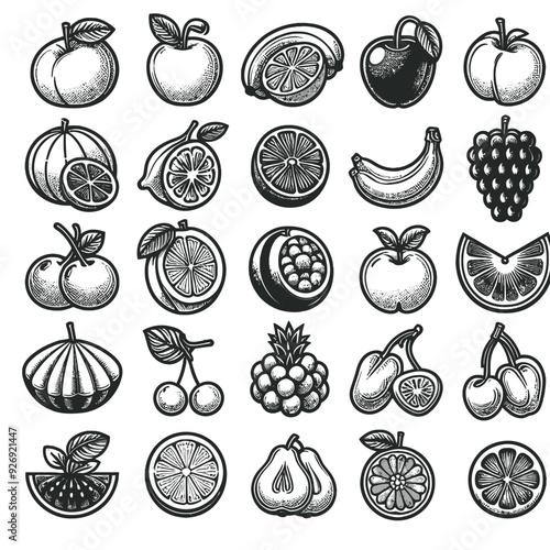 fruits icon set vector