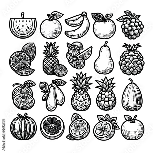 fruits icon set vector