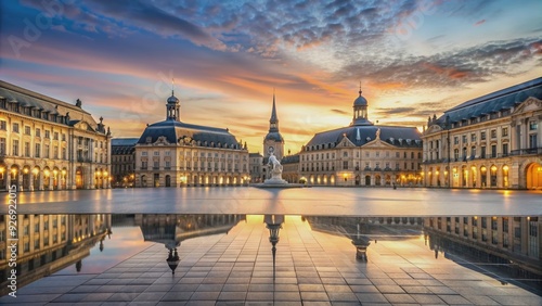 Scenic view of Place de la Bourse at sunset in Bordeaux, France, sunset, Place de la Bourse, Bordeaux, France, scenic photo