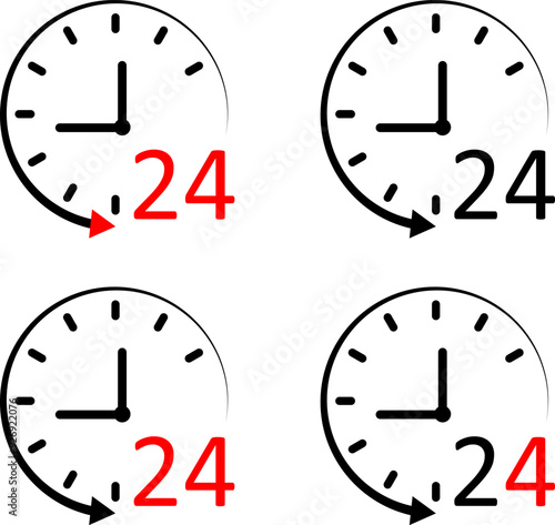 Twenty four time icon. 24hrs support service symbol. Same day delivery sign.