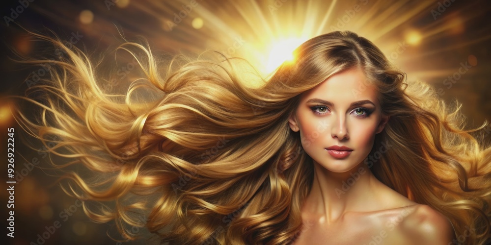 Radiant beauty concept of a woman with glowing skin and flowing hair, beauty, radiant, glowing, skin, hair, woman, elegant Radiant beauty concept of a woman with glowing skin and flowing hair, beauty, radiant, glowing, skin, hair, woman, elegant