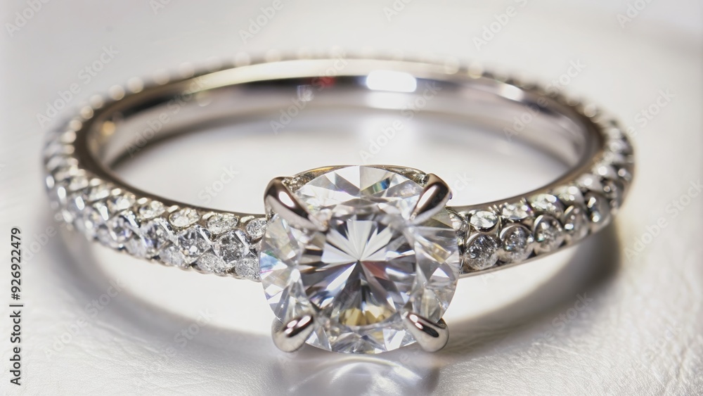 Shiny chrome metal thin diamond ring on a white background, jewelry, ring,chrome, metal, thin, diamond, shiny, glamorous Shiny chrome metal thin diamond ring on a white background, jewelry, ring,chrome, metal, thin, diamond, shiny, glamorous