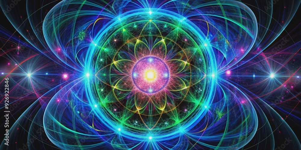 Abstract of quantum energy , quantum, energy, science, physics, quantum mechanics, futuristic, technology, light, particles Abstract of quantum energy , quantum, energy, science, physics, quantum mechanics, futuristic, technology, light, particles