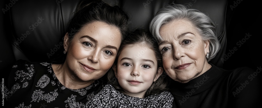 Girls, Their Mother, And Grandmother, A Moment Of Family Love And Multi-Generational Bond Girls, Their Mother, And Grandmother, A Moment Of Family Love And Multi-Generational Bond