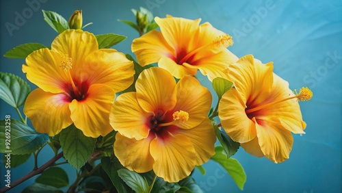 Wallpaper Mural Close-up of vibrant yellow hibiscus flowers on a solid background, botanical, nature, flora, blooming, tropical, petal, close-up Torontodigital.ca