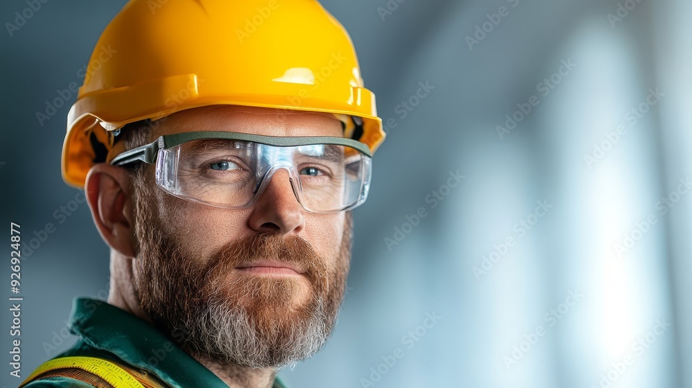Confident Construction Worker in Safety Gear Confident Construction Worker in Safety Gear