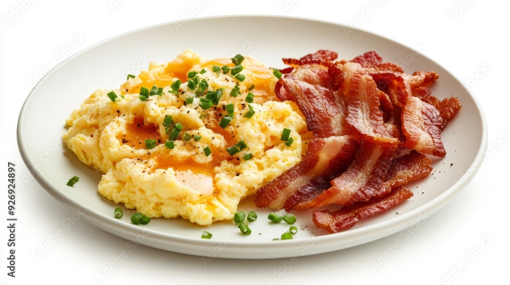 Scrambled Eggs and Crispy Bacon Breakfast Plate Scrambled Eggs and Crispy Bacon Breakfast Plate