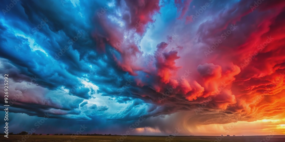 Vibrant red and blue colors blending together in an emotive storm, emotional, power, dynamics, vivid, abstract Vibrant red and blue colors blending together in an emotive storm, emotional, power, dynamics, vivid, abstract