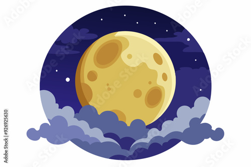 A Full Moon Shining Through Clouds In A Night Sky