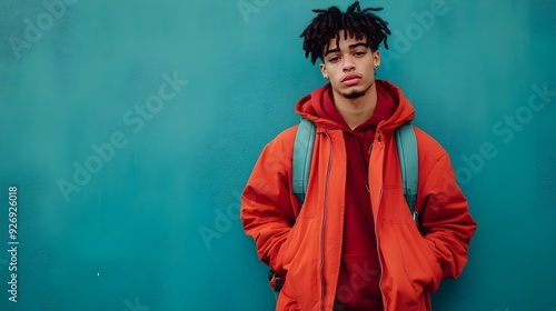 Confident Teenager in Trendy Streetwear Posing in Urban Setting