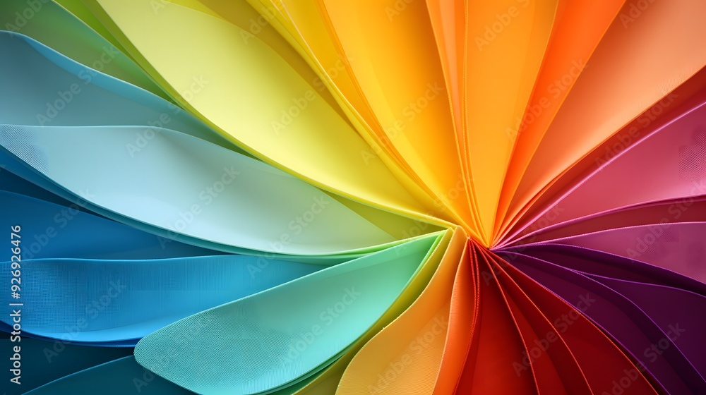 Rainbow-Colored Fan Pattern, Merging Bright and Bold Colors in a Geometric Design for a Vibrant Visual Experience Rainbow-Colored Fan Pattern, Merging Bright and Bold Colors in a Geometric Design for a Vibrant Visual Experience