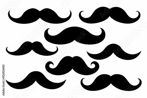 
set of mustaches, moustache silhouette vector bundle
