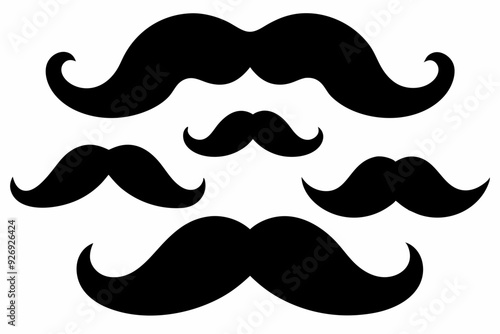 
set of mustaches, moustache silhouette vector bundle
