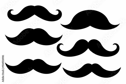
set of mustaches, moustache silhouette vector bundle
