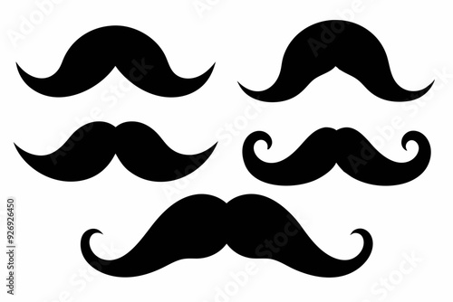 
set of mustaches, moustache silhouette vector bundle
