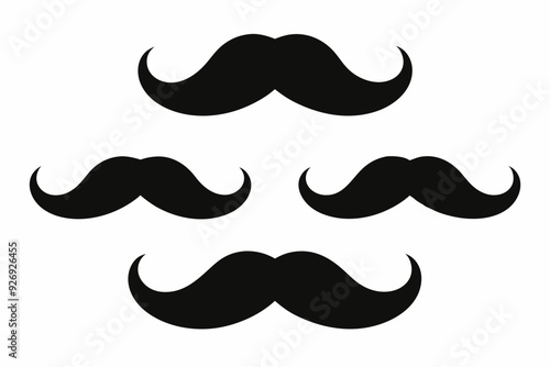 
set of mustaches, moustache silhouette vector bundle
