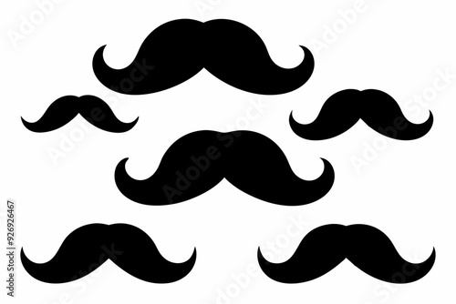 
set of mustaches, moustache silhouette vector bundle
