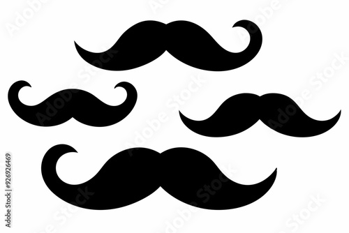 
set of mustaches, moustache silhouette vector bundle
