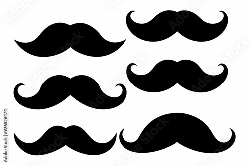 
set of mustaches, moustache silhouette vector bundle

