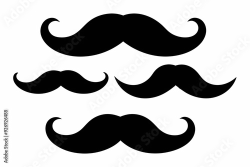 
set of mustaches, moustache silhouette vector bundle
