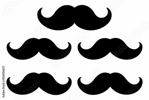 Set of mustache icon vector, Moustache Silhouette

