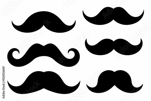 Set of mustache icon vector, Moustache Silhouette

