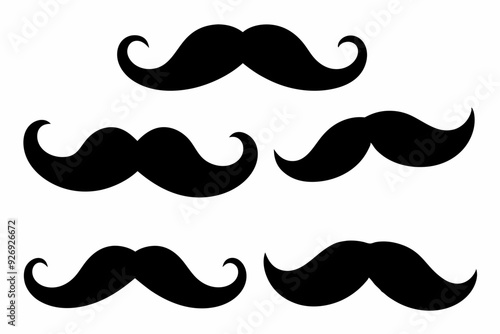 Set of mustache icon vector, Moustache Silhouette

