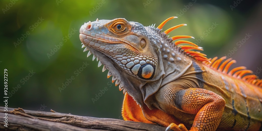 Orange and grey iguana in natural habitat, iguana, reptile, exotic, wildlife, scales, colorful, orange, grey, vibrant Orange and grey iguana in natural habitat, iguana, reptile, exotic, wildlife, scales, colorful, orange, grey, vibrant